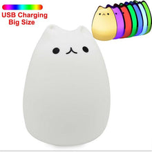 Load image into Gallery viewer, Silicone Touch Sensor LED Night Light For Children Baby Kids 7 Colors 2 modes Cat LED USB LED Night Lamp