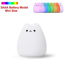Load image into Gallery viewer, Silicone Touch Sensor LED Night Light For Children Baby Kids 7 Colors 2 modes Cat LED USB LED Night Lamp