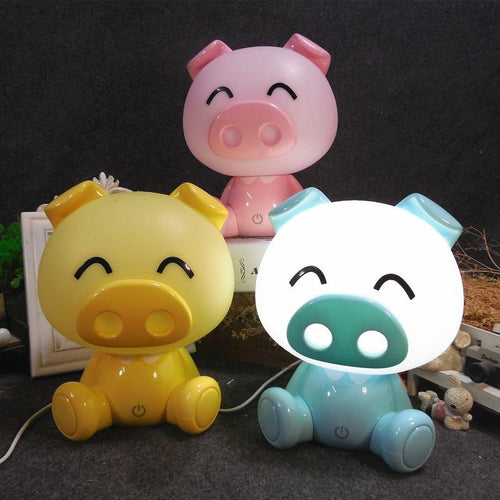 Cartoon Cute Pig Led Night Lights Lovely Touch Switch Energy Saving Eye Protect Bedroom Bedside USB Gift Kids BirthdayDesk Light