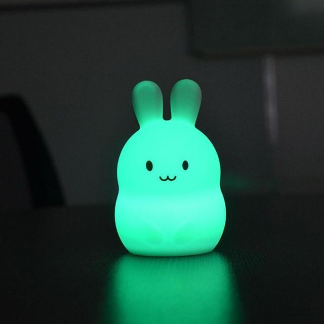 New 7 Colors Bear Rabbit LED USB Animal Night Light Silicone Soft Cartoon Children Baby Nursery Lamp led Night Light